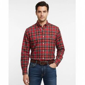 Polo Ralph Lauren Classic Fit Flannel Shirt Plaid Button Down Red Christmas Mens